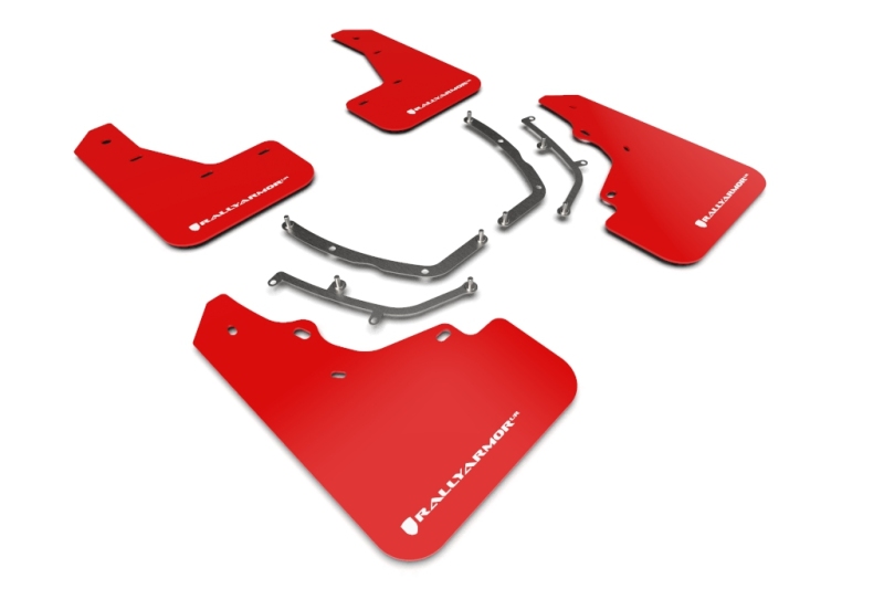 Mazda 3 Hatchback Mud Flaps - Rally Armor - UR Red with White Logo - Red - `19-`25